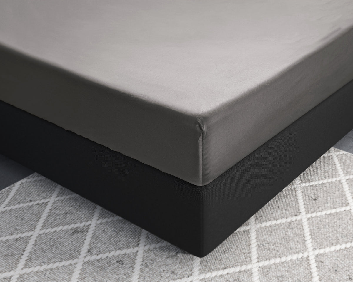 Hoeslaken katoensatijn grijs 120 x 200 cm, hoekhoogte 30 cm, zacht en ademend voor de slaapkamer
