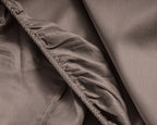 Hoeslaken katoensatijn taupe 200 x 220 cm, hoekhoogte 30 cm, voor tweepersoonsbed