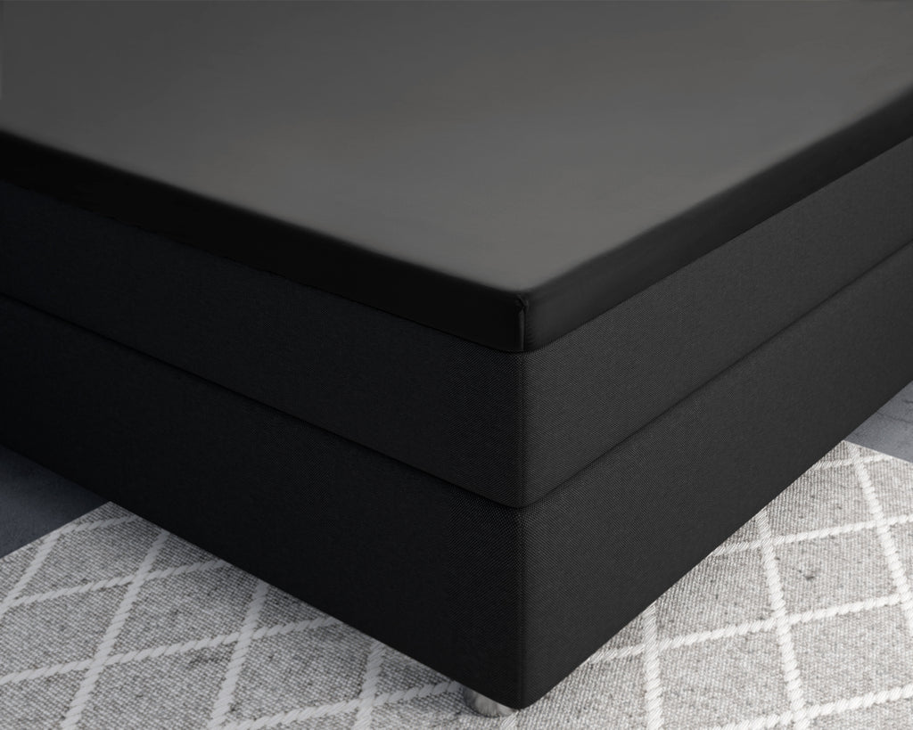 Hoeslaken voor topper katoensatijn zwart 90 x 220 cm, hoekhoogte 15 cm, T210