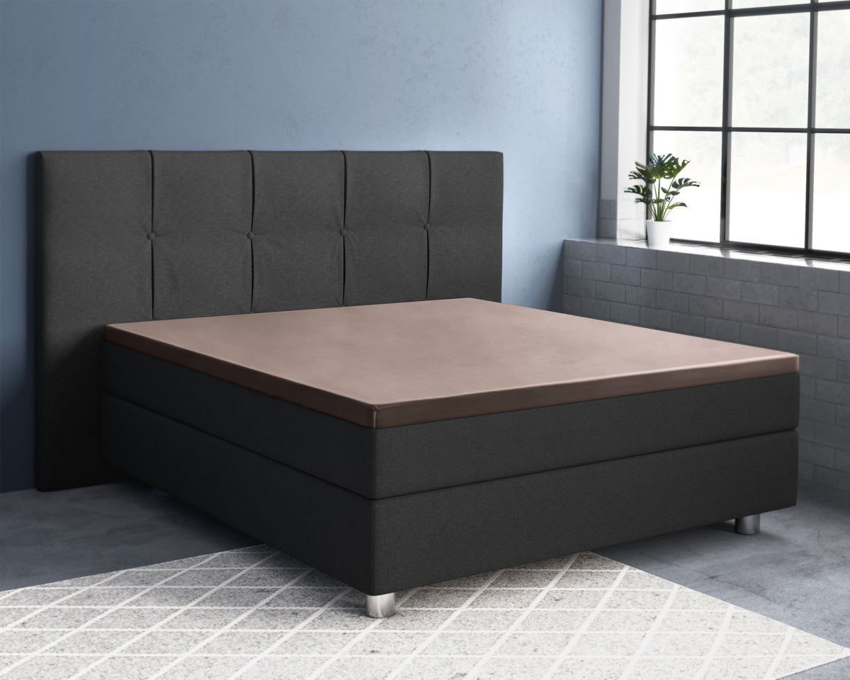 Topper hoeslaken katoensatijn taupe, 140 x 200 cm, T210, hoekhoogte 15 cm, voor slaapkamer