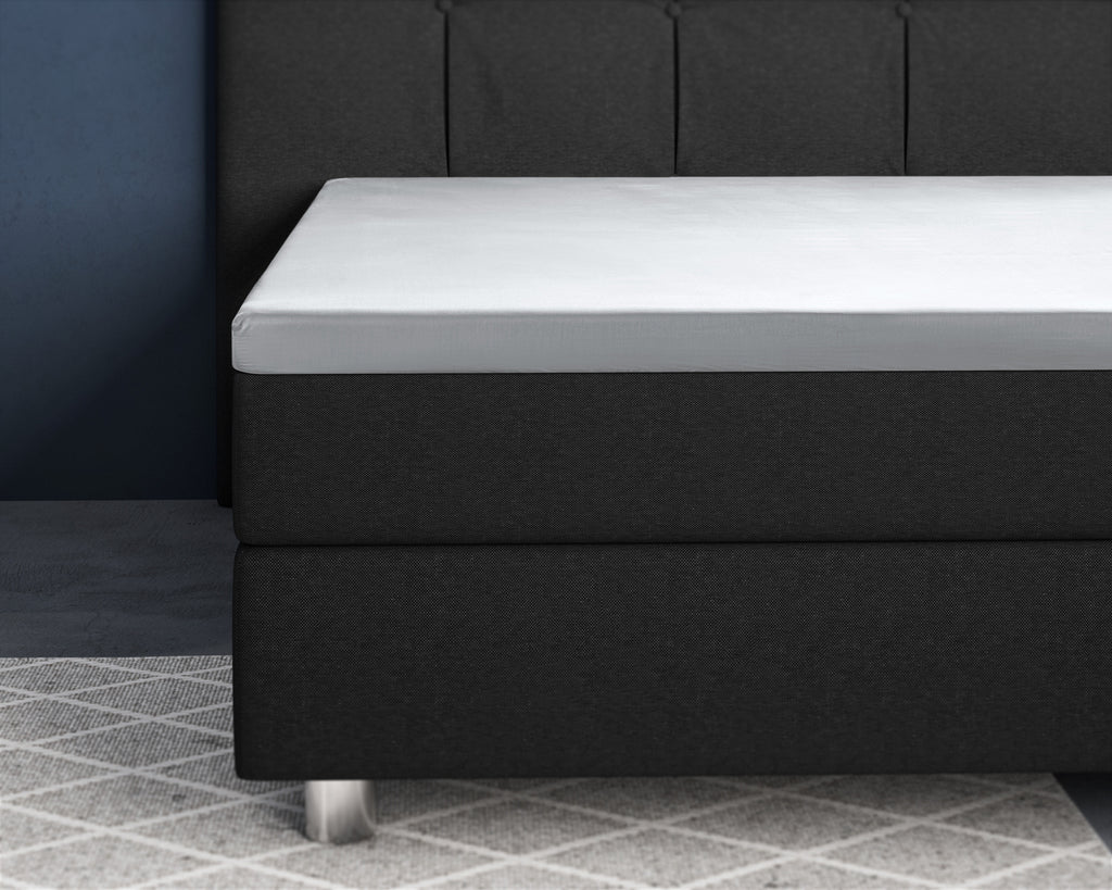 Hoeslaken katoensatijn wit 90 x 220 cm, voor topper, T210, reactief gewassen, slaapkamer