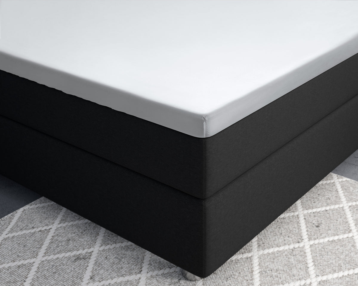 Hoeslaken katoensatijn wit 90 x 220 cm, voor topper, T210, reactief gewassen, slaapkamer