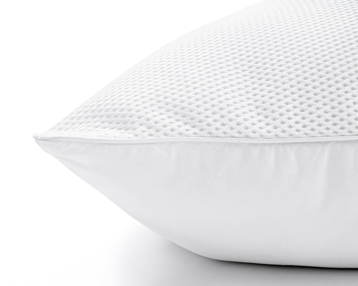 Hoofdkussen microgel ventilerend 3D-mesh perkal-katoen wit 50 x 70 cm, laag en medium stevig