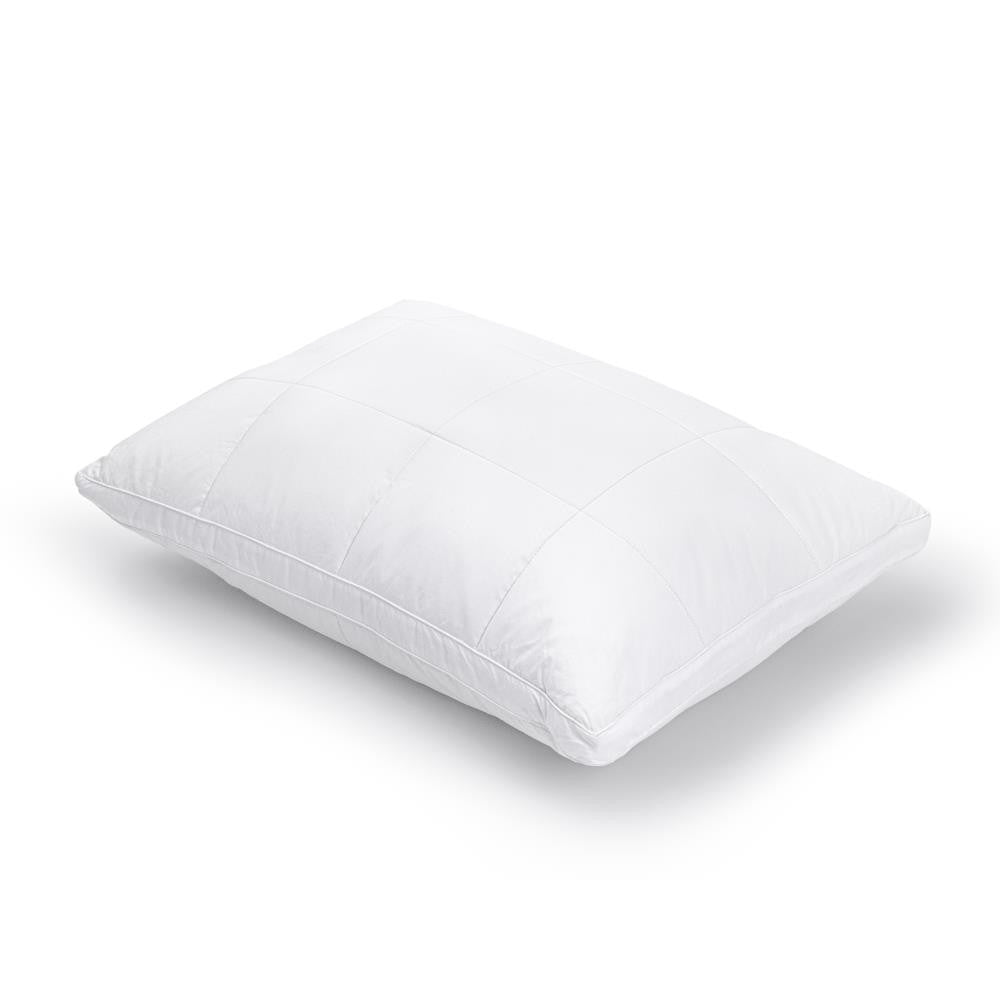 Hoofdkussen ganzenveren en microgel, 3 kamers, perkal katoen, wit, 50 x 70 cm, stevig