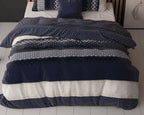 Dekbedovertrek katoenmengsel marineblauw met Noors patroon 200 x 220 cm, met 2 kussenslopen 60 x 70 cm