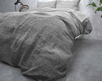 Dekbedovertrek flanel katoen gestreept grijs 240 x 220 cm, met 2 kussenslopen 60 x 70 cm