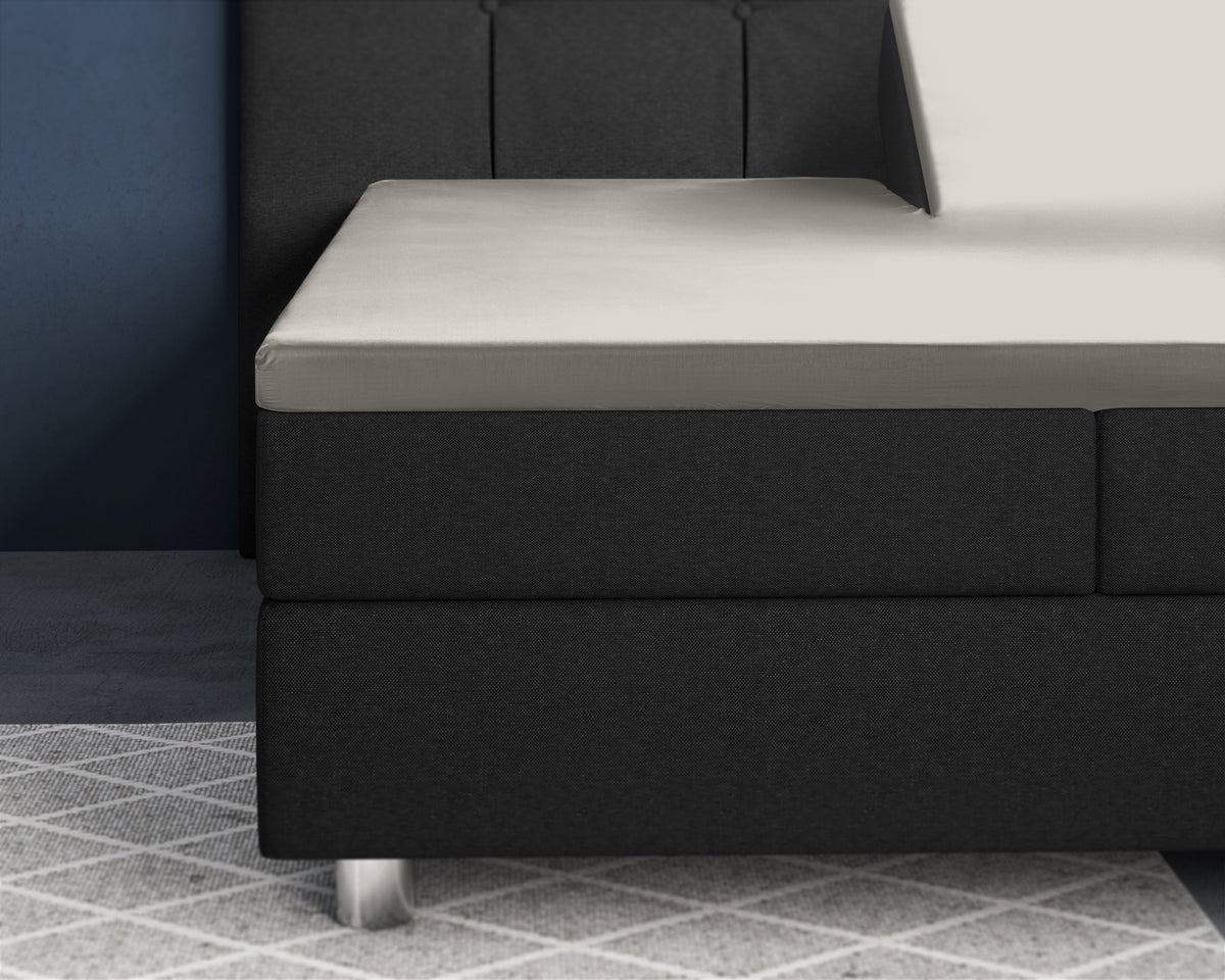 Splittopper hoeslaken katoensatijn crème 180 x 220 cm, hoekhoogte 15 cm, voor verstelbare boxspring