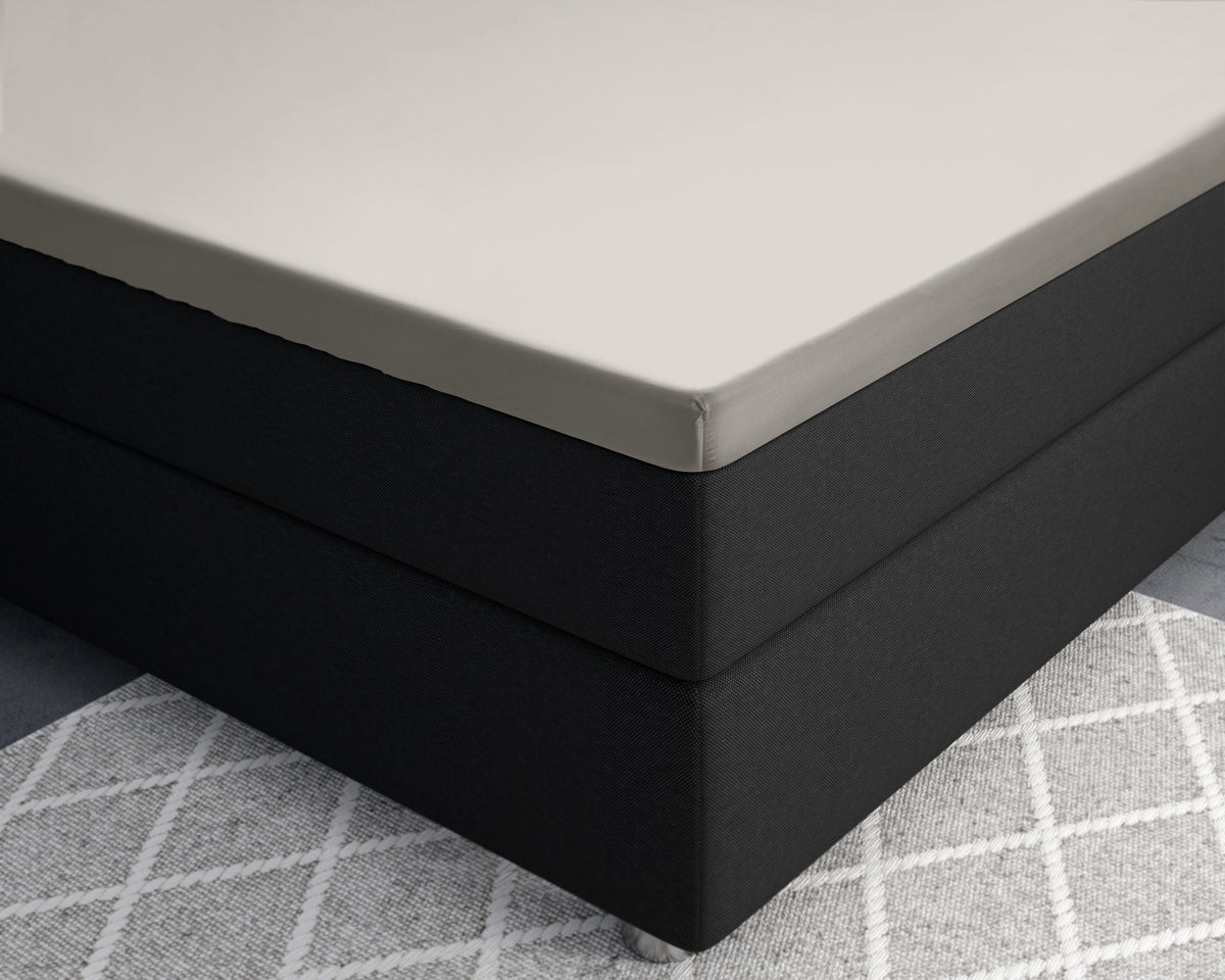 Splittopper hoeslaken katoensatijn crème 180 x 220 cm, hoekhoogte 15 cm, voor verstelbare boxspring