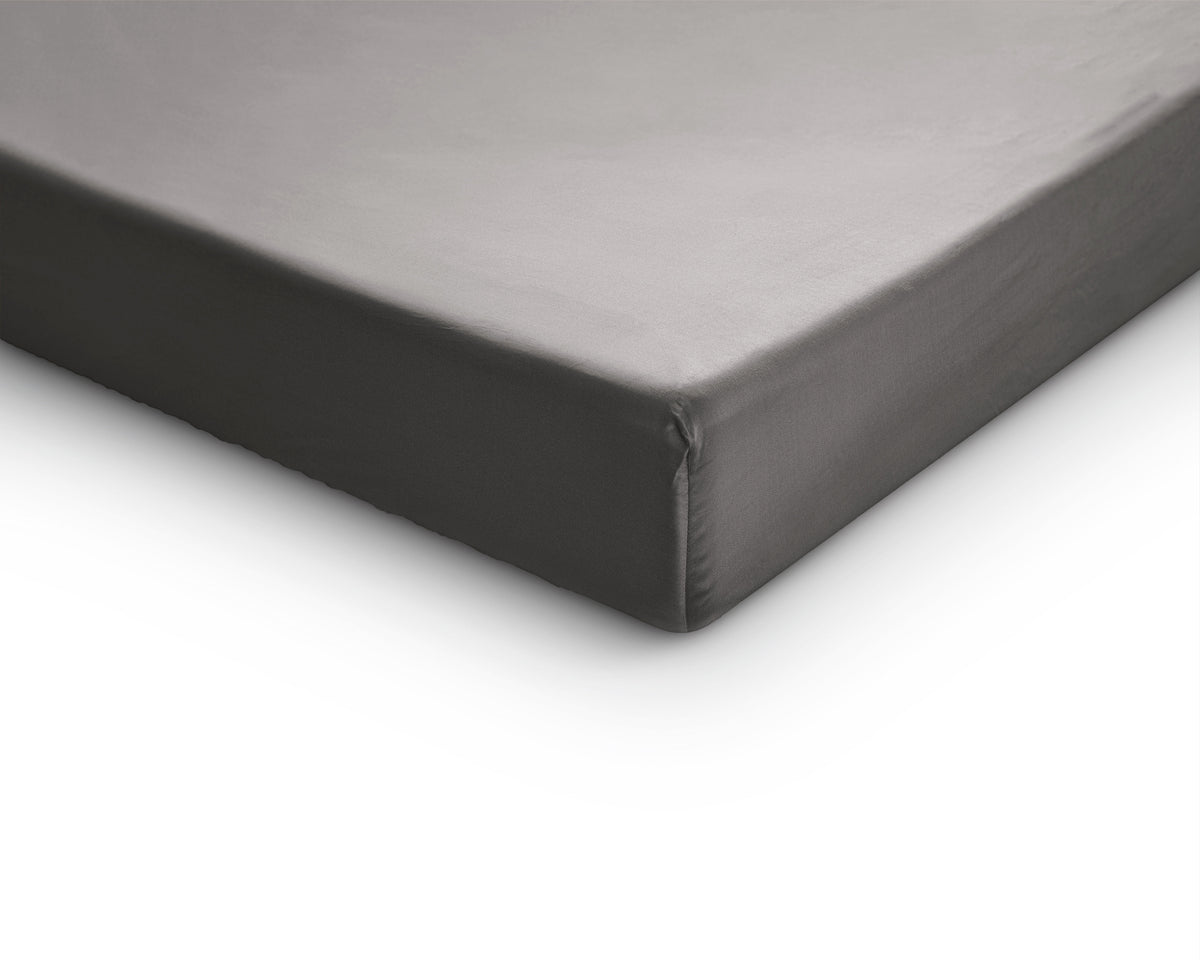 Splittopper hoeslaken katoensatijn T210 grijs 180 x 200 cm, anti-huisstofmijt en antiallergisch