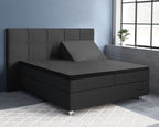 Hoeslaken splittopper katoensatijn zwart 180 x 220 cm, hoekhoogte 15 cm