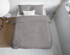 Dekbedovertrek katoensatijn effen grijs 240 x 220 cm, met 2 kussenslopen 80 x 80 cm voor de slaapkamer