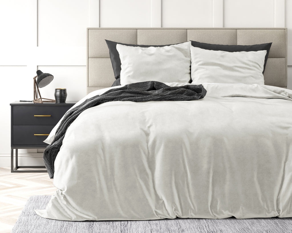 Dekbedovertrek velvet polyester effen wit 140 x 220 cm, met kussensloop 60 x 70 cm, eenpersoons