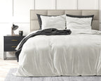 Dekbedovertrek velvet polyester effen wit 140 x 220 cm, met kussensloop 60 x 70 cm, eenpersoons