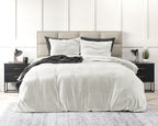 Dekbedovertrek velvet polyester effen wit 140 x 220 cm, met kussensloop 60 x 70 cm, eenpersoons