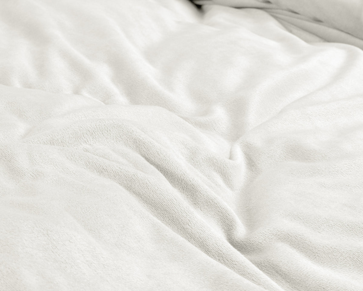Dekbedovertrek velvet polyester wit effen 240 x 220 cm, met kussenslopen 60 x 70 cm