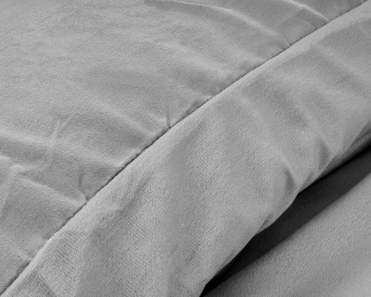 Dekbedovertrek velvet polyester effen grijs 140 x 220 cm, met kussensloop 60 x 70 cm