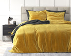 Dekbedovertrek velvet fluweel effen goud 140 x 220 cm, met 1 kussensloop 60 x 70 cm