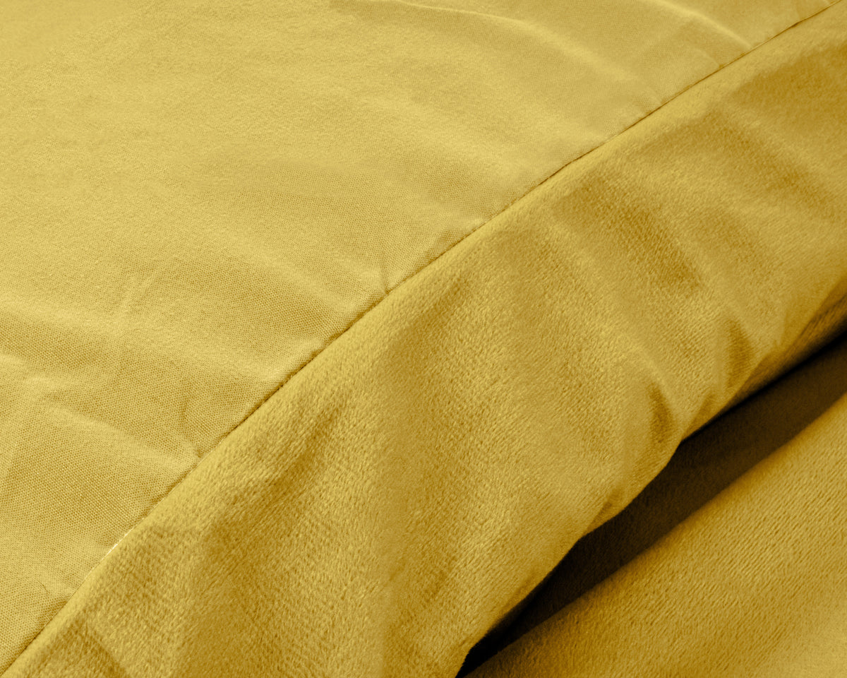 Dekbedovertrek velvet fluweel effen goud 140 x 220 cm, met 1 kussensloop 60 x 70 cm