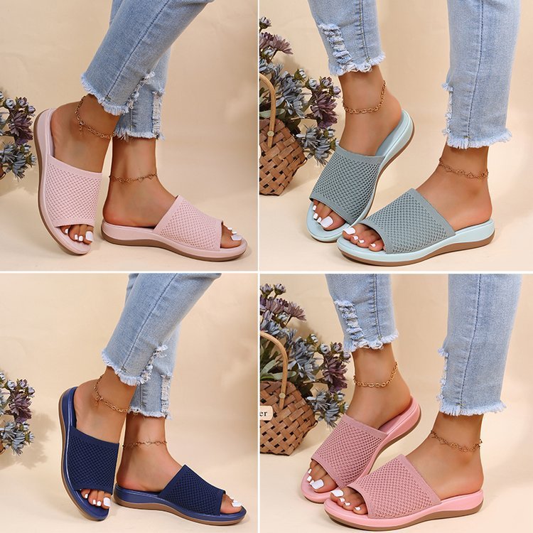 Alison – Fashionable flying woven wedge sandals with soft sole