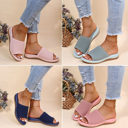 Alison – Fashionable flying woven wedge sandals with soft sole