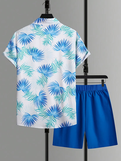 Herren Sommer Strand Set – Tropisches Kurzarmhemd & Shorts – Modisches Freizeit Outfit