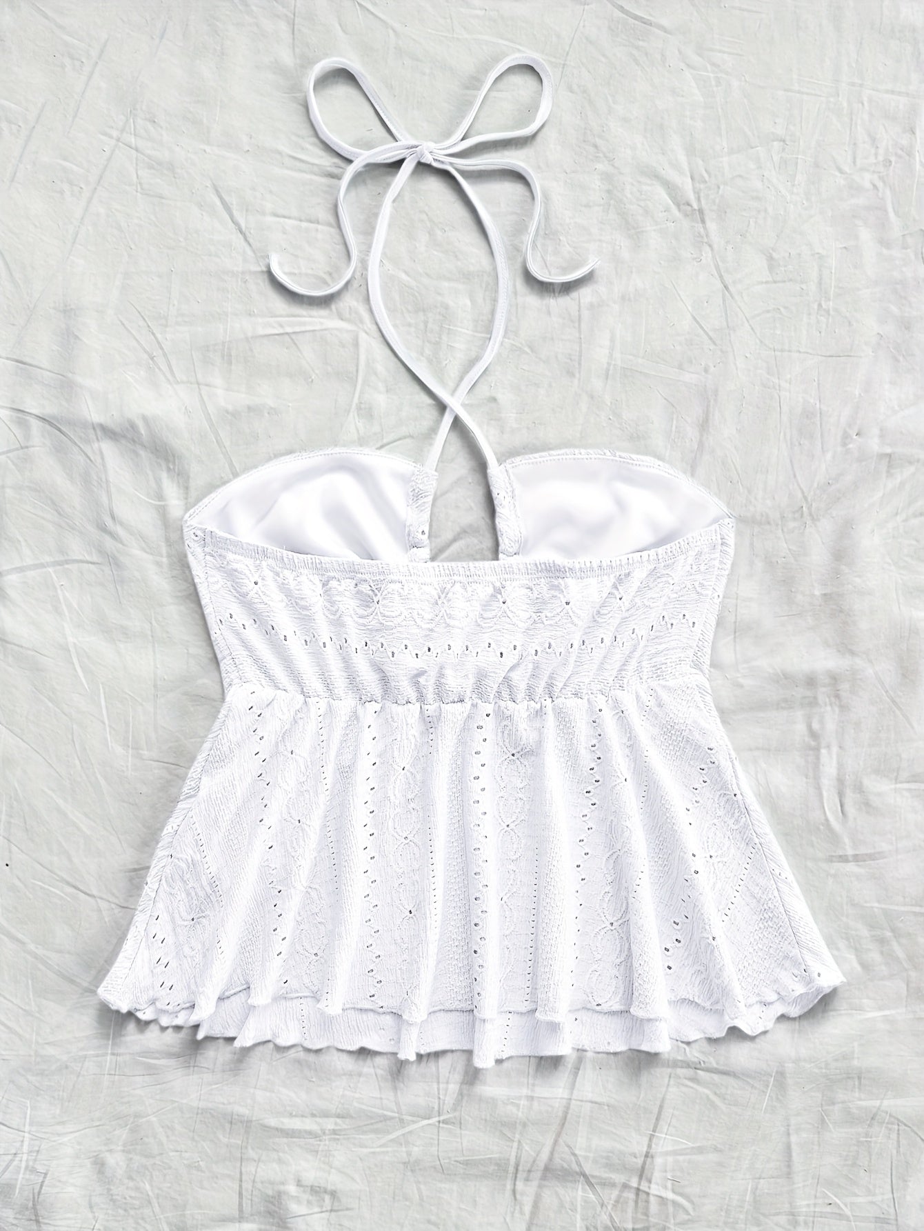 Women's Vintage Halter Babydoll Top with Embroidery – Summer Casual Top