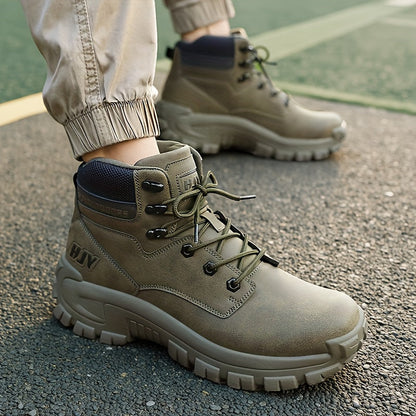 Herren Outdoor Stiefel Schwarz mit Schnürung Robuste Sohle Knöchelhoch