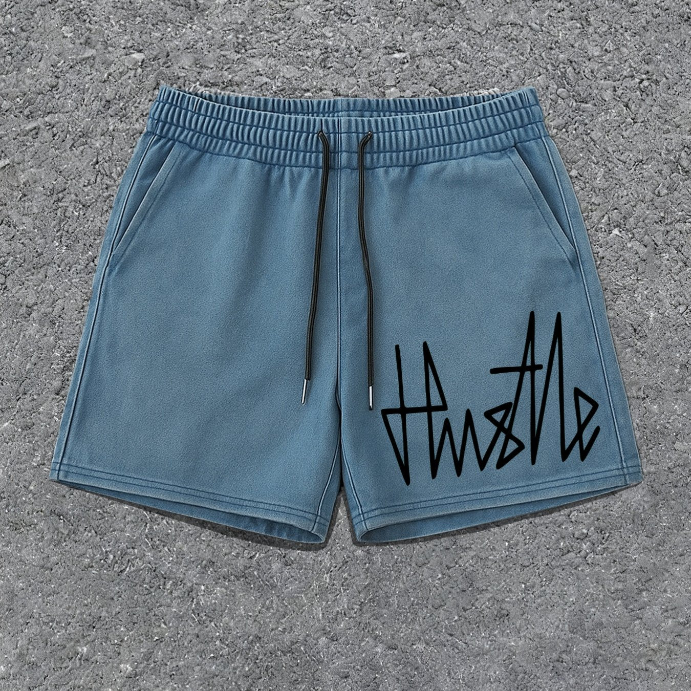 Herren Streetwear Shorts mit „Hustle“-Print – Lässige Urban Style Shorts für Alltag und Freizeit