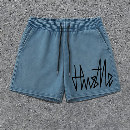 Herren Streetwear Shorts mit „Hustle“-Print – Lässige Urban Style Shorts für Alltag und Freizeit