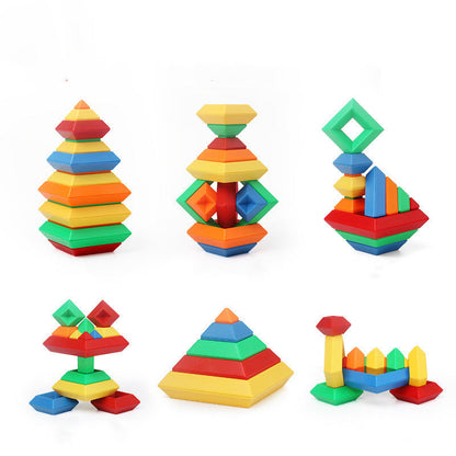 Creative construction toy for children – stackable learning wooden building blocks