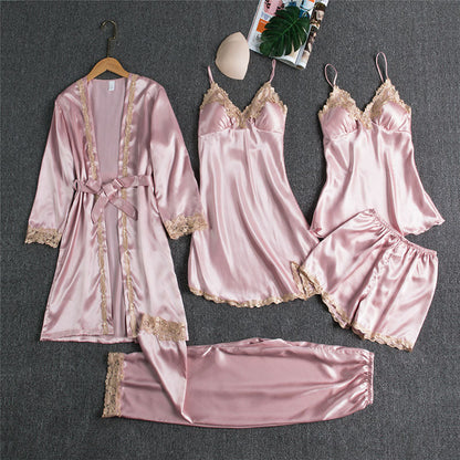 Audrey – Five-piece pajama with spaghetti straps for women