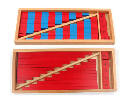 Montessori counting rods made of wood for children – early mathematics learning toy, educational material, neutral