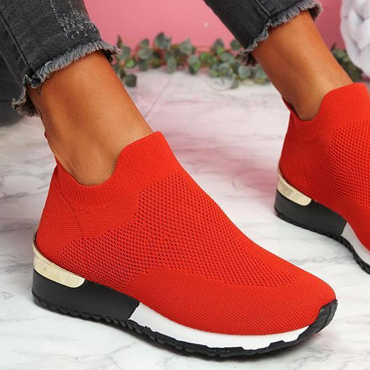 Damen Slip-On Freizeitsneaker für Sport und Alltag – Atmungsaktive Strickschuhe mit Komfortsohle