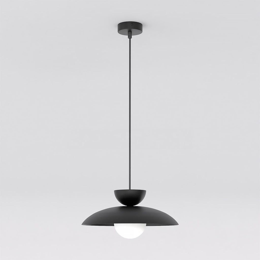 Hanglamp gepoedercoat staal en glas Mulan, zwart, 1 lamp, G9, Ø 10 cm kap, eettafel en kookeiland