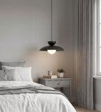 Hanglamp gepoedercoat staal en glas Mulan, zwart, 1 lamp, G9, Ø 10 cm kap, eettafel en kookeiland