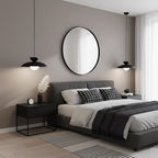 Hanglamp gepoedercoat staal en glas Mulan, zwart, 1 lamp, G9, Ø 10 cm kap, eettafel en kookeiland