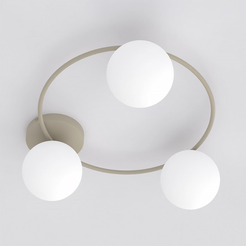 Plafondlamp gepoedercoat staal en glas Sopra, beige, Ø 47 cm, 3 fittingen E14 voor woonkamer, slaapkamer en hal