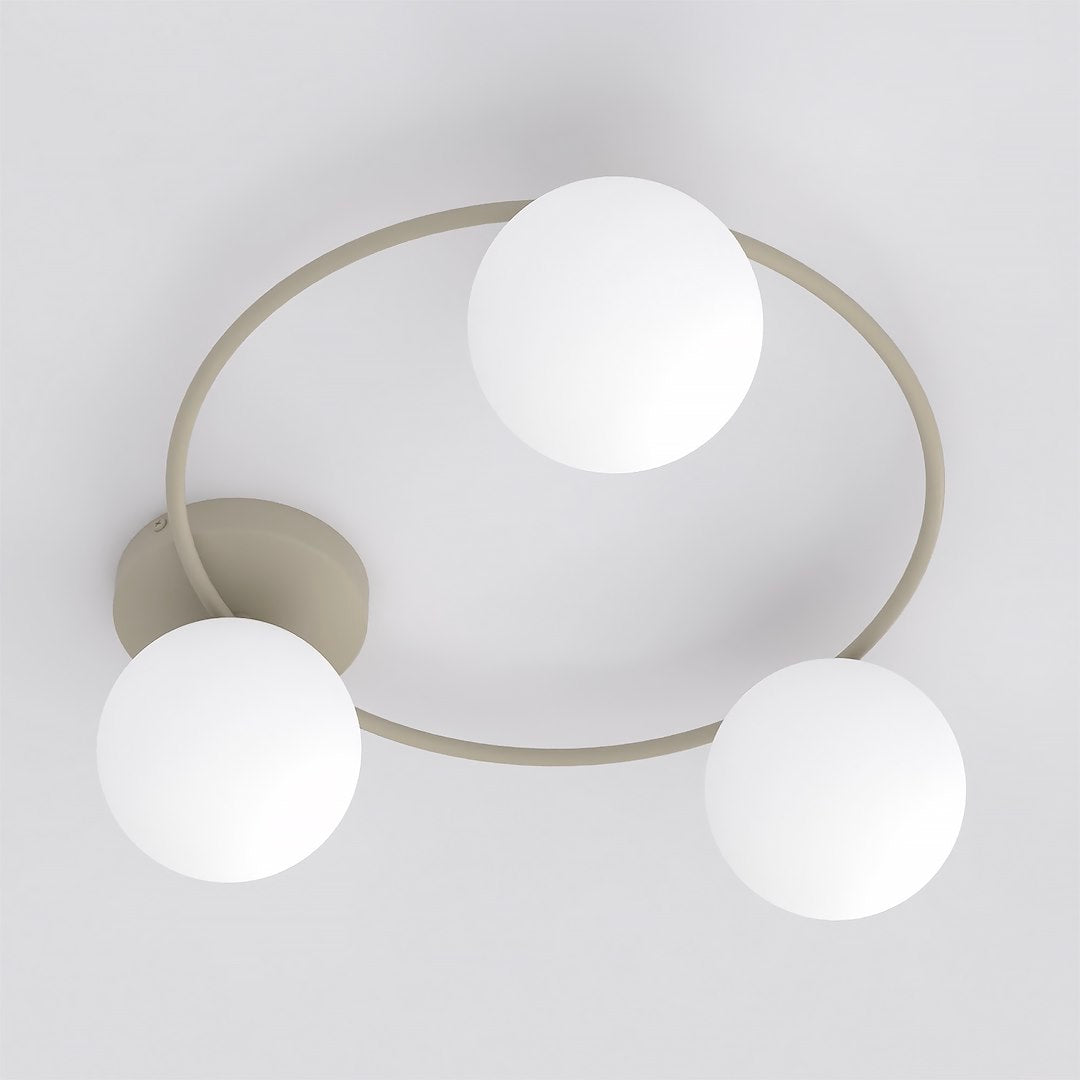 Plafondlamp gepoedercoat staal en glas Sopra, beige, Ø 47 cm, 3 fittingen E14 voor woonkamer, slaapkamer en hal