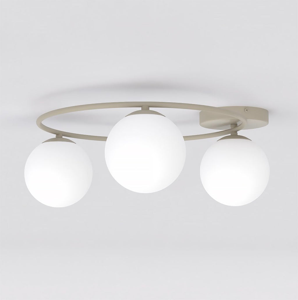 Plafondlamp gepoedercoat staal en glas Sopra, beige, Ø 47 cm, 3 fittingen E14 voor woonkamer, slaapkamer en hal