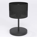 Tafellamp gepoedercoat staal minimalistisch Karbon zwart, stoffen kap Ø 20 cm, E27 – bureau en nachtkastje