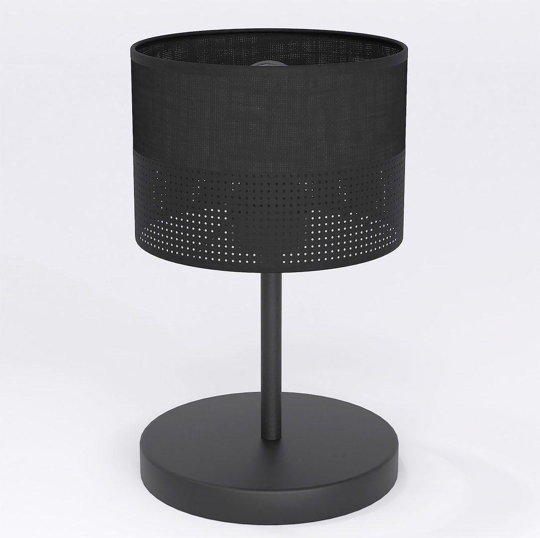 Tafellamp gepoedercoat staal minimalistisch Karbon zwart, stoffen kap Ø 20 cm, E27 – bureau en nachtkastje
