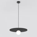 Hanglamp vilt en gepoedercoat staal Calma boho zwart, Ø 40 cm, 1 fitting G9, voor slaapkamer of woonkamer