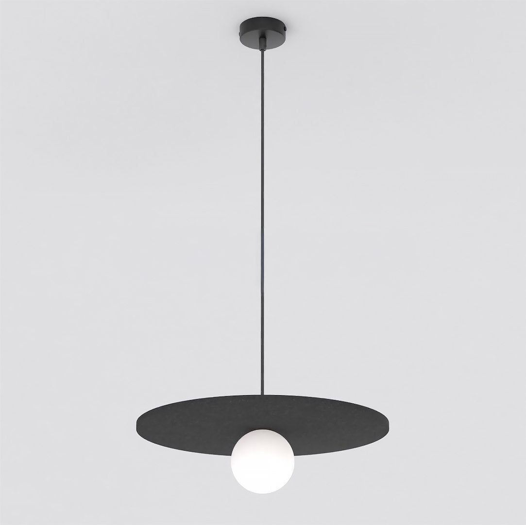 Hanglamp vilt en gepoedercoat staal Calma boho zwart, Ø 40 cm, 1 fitting G9, voor slaapkamer of woonkamer