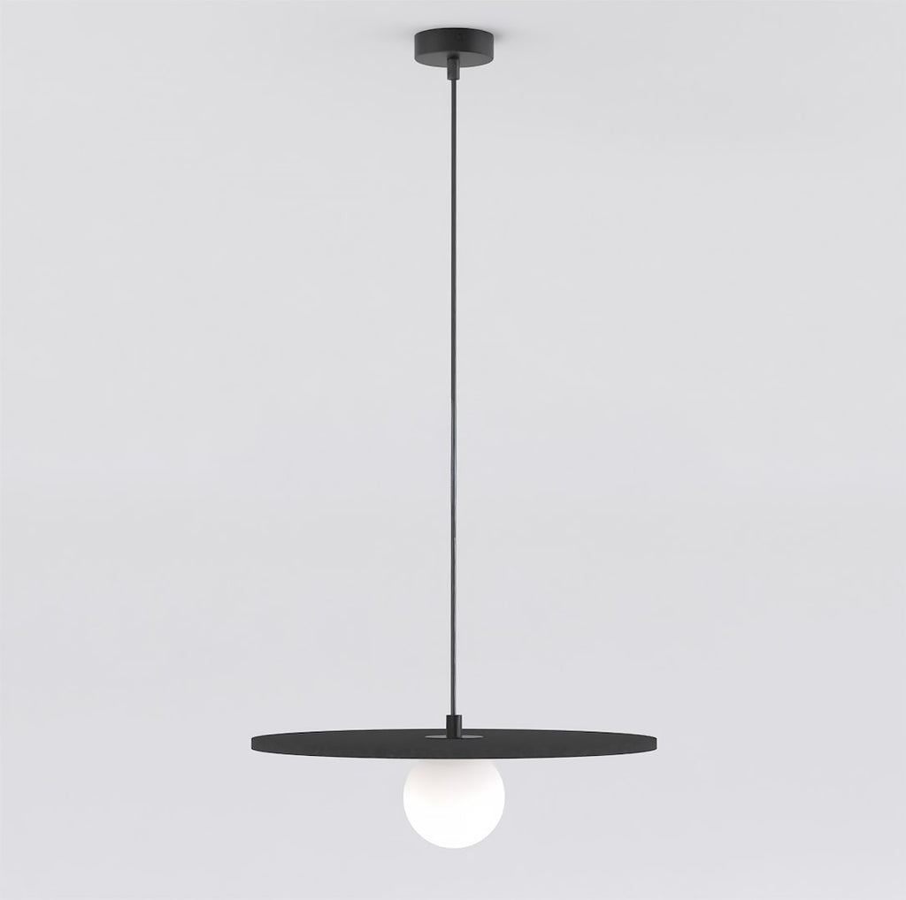 Hanglamp vilt en gepoedercoat staal Calma boho zwart, Ø 40 cm, 1 fitting G9, voor slaapkamer of woonkamer