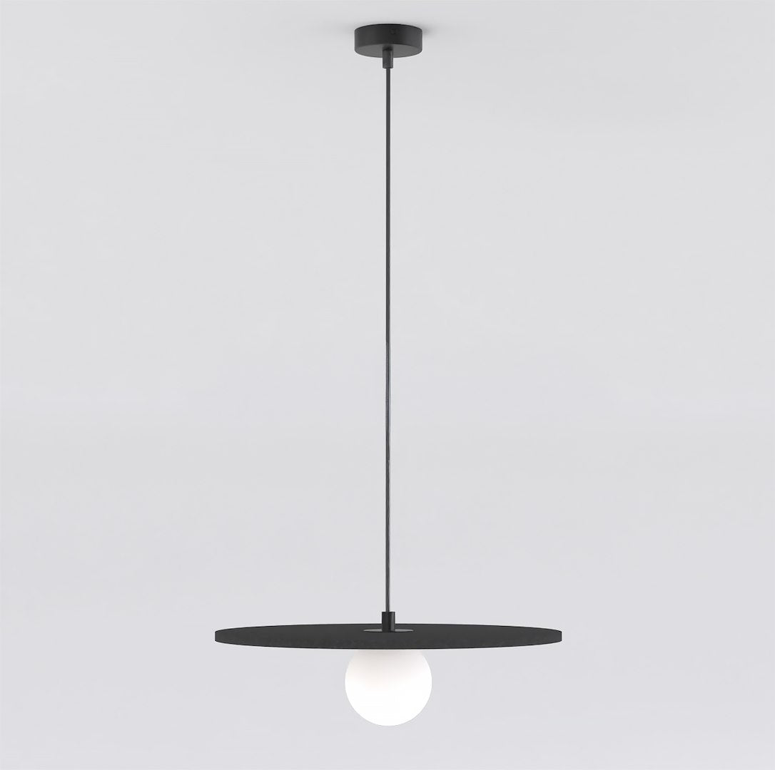 Hanglamp vilt en gepoedercoat staal Calma boho zwart, Ø 40 cm, 1 fitting G9, voor slaapkamer of woonkamer