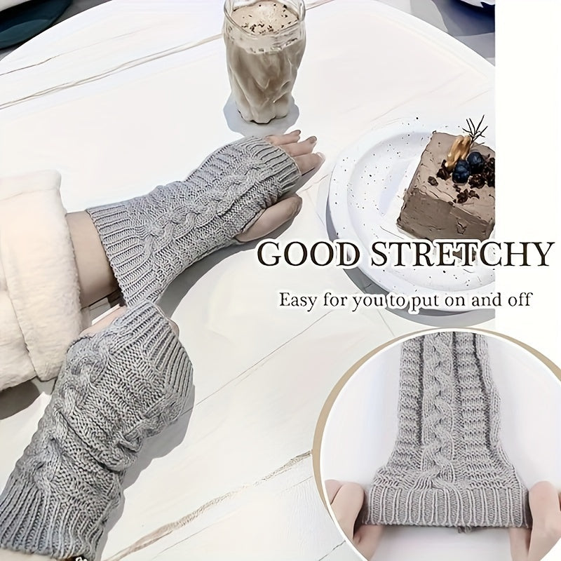 Strick Stulpen Fingerlose Handschuhe Damen Winter