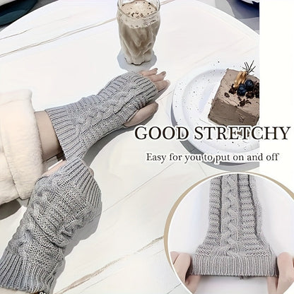 Strick Stulpen Fingerlose Handschuhe Damen Winter
