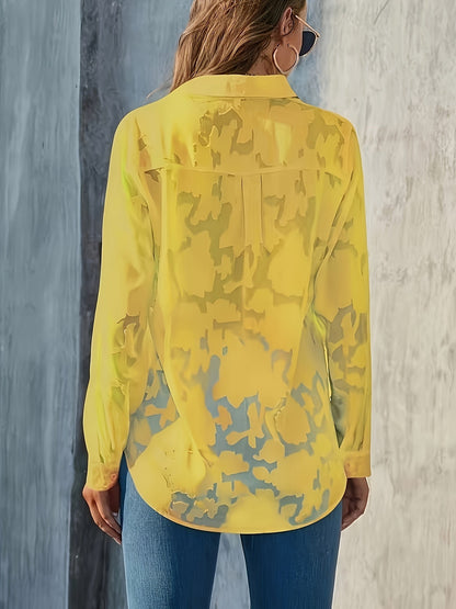 Women's blouse with floral texture and modern cut – stylish casual and office wear