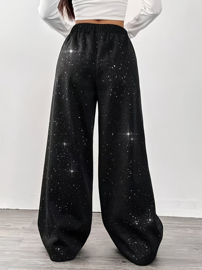 Damen Weite Sternenhimmel Freizeithose für Frühling und Sommer – Lässiger Streetstyle