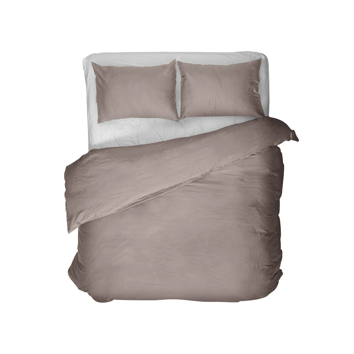 Dekbedovertrek Egyptisch katoen perkal effen taupe 240 x 200/260 cm, met kussenslopen 80 x 80 cm